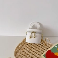 Mini witte cilindertas voor meisjes met gouden ketting en handvat aan de bovenkant - Wit