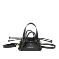 Glossy black patent leather mini shell bag with gold hardware and adjustable strap - Black