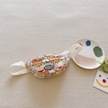 Bolso bandolera infantil de lona blanca con estampados de animales y correa - Perro Amarillo