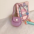 Cute purple PU leather mini crossbody bag for girls with decorative white buckle - Purple