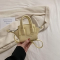 Mini borsa a mano in pelle PU giallo chiaro per bambine con tracolla e dettaglio logo - Giallo