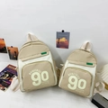 Sac à dos enfant en toile avec imprimé numéro 90 en variante kaki et beige - Petit / Kaki