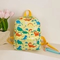 Vibrant yellow kids backpack with colorful dinosaur prints and adjustable straps - Yellow Dinosaur