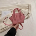 Mini borsa rosa per bambine in pelle PU con tracolla regolabile e scritta argentata - Rosa