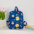 Kids navy blue backpack with cartoon space explorer prints of rockets and planets - Blue Sun
