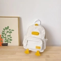 Zaino in tela a forma di anatra per bambini beige con dettagli di becco e zampe gialle - Bianco