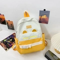 Mochila infantil ligera de lona en blanco y amarillo con bordado Happy Day - Grande / Amarillo