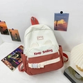 Mochila infantil de lona beige y roja con orejas lindas y correas ajustables - Grande / Naranja
