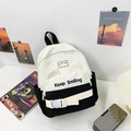 Black and white panda themed canvas backpack with cute ears and Happy Day label - Small / Black
