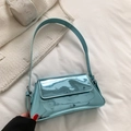 Elegante hellblaue Baguette-Schultertasche für Damen mit glänzender Spiegelausführung - Blau