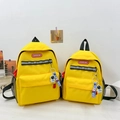 Vibrant yellow canvas backpack set for kids featuring reflective strips and space charms - Small / Yellow