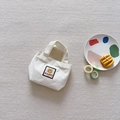 Sac à main pour enfants en velours blanc avec patch ours mignon et poignée - Blanc