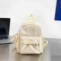Mini mochila beige ligera para niños de nailon impermeable con bolsillo delantero - Blanco