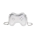 Silver game controller shaped chain crossbody bag with metallic finish for kids - Silver