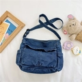 Sac bandoulière en jean bleu foncé pour enfants avec poches et sangle réglable - Bleu foncé