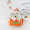 Mochila infantil de lona en contraste naranja y gris con colgante de melocotón - Naranja Sin Colgante