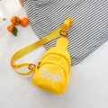 Kids trendy yellow canvas chest bag with white Sup logo and adjustable strap - Yellow