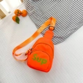 Kids orange canvas crossbody chest bag with green Sup letter print and adjustable strap - Orange