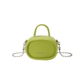 Mini lime green pebble leather crossbody bag with chain strap and silver logo print - Green