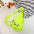 Sac de poitrine en toile jaune fluo pour enfants avec imprimé lettrage Sup en violet - Vert Fluorescent