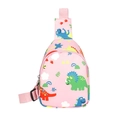 Pink cartoon dinosaur chest bag for girls with adjustable strap and colorful patterns - Pink