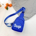Sac bandoulière bleu pour enfants en toile avec imprimé lettres et sangle réglable sport - Bleu