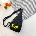 Sac de poitrine noir en nylon pour enfants avec logo Sup jaune et bandoulière réglable - Noir