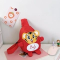 Rode canvas borsttas voor kinderen met 3D-tijger en verstelbare schouderband - Rood