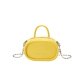 Mini yellow crossbody bag with litchi grain texture and silver ball chain strap - Yellow