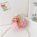 Minibolso bandolera de lentejuelas rosas para niña con asa de perlas y My Melody - Niña Rosa Fucsia