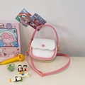 Mini bolso rosa y blanco de cuero PU para niñas con diseño de solapa ondulada - Rosa