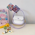 Minibolso bandolera para niñas en blanco y morado macaron con borde ondulado - Morado