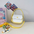 Mini bolso de silla en cuero PU para niñas en blanco y amarillo con correa extraíble - Amarillo