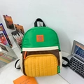 Kids contrast canvas backpack in green and yellow with cartoon rabbit logo detail - Large / Green
