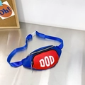 Kids trendy cross-body waist bag in vibrant red and blue contrast with DOD logo - Red and Blue