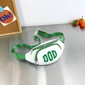 White and green kids waist bag with DOD logo and adjustable crossbody strap - White & Green
