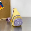 Kids fashion PU chest bag in yellow and purple with DOD letters and adjustable strap - Yellow