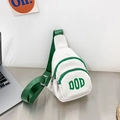 Kids fashion PU leather crossbody chest bag in white and green with DOD letter print - Green