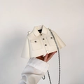 Creative white jacket shaped mini chain bag with silver buttons and fashion label - White