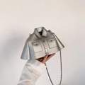 Silver creative jacket-shaped mini crossbody bag with metal chain strap and pocket - Silver