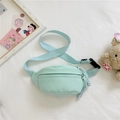 Kids minimalist mint green canvas waist bag with adjustable strap and dual zipper pulls - Green