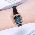 Gedi British style rectangular gold watch with green malachite dial and black leather strap - Rose Gold Case Green Face Black Strap
