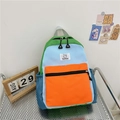Sac à dos léger en toile pour enfants avec un design color-block vert, bleu et orange - Grand / Orange/Bleu