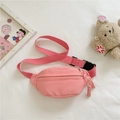 Pink canvas waist bag for kids featuring minimalist design and adjustable strap - Pink