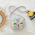 Sac bandoulière chat licorne violet pour filles avec paillettes et nœud - Violet
