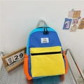 Sac à dos enfant léger en toile avec design color-block éclatant et patch lapin - Grand / Jaune Bleu Block