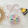 Borsa a tracolla glitterata arcobaleno per bambine con simpatico viso di gatto - Rosa