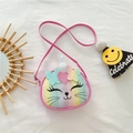 Petit sac bandoulière licorne rose pour filles avec paillettes arc-en-ciel et chat mignon - Rose rouge