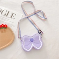 Cute purple silicone bow crossbody bag for girls with adjustable rainbow strap - Purple Bow