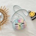 Borsa a tracolla glitterata arcobaleno per bambine con gatto unicorno e dettagli di stelle - Verde
